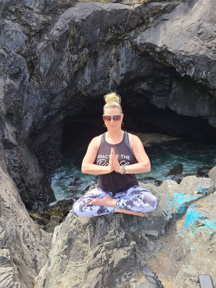 Prayer Pose Yoga at Oregon Coast