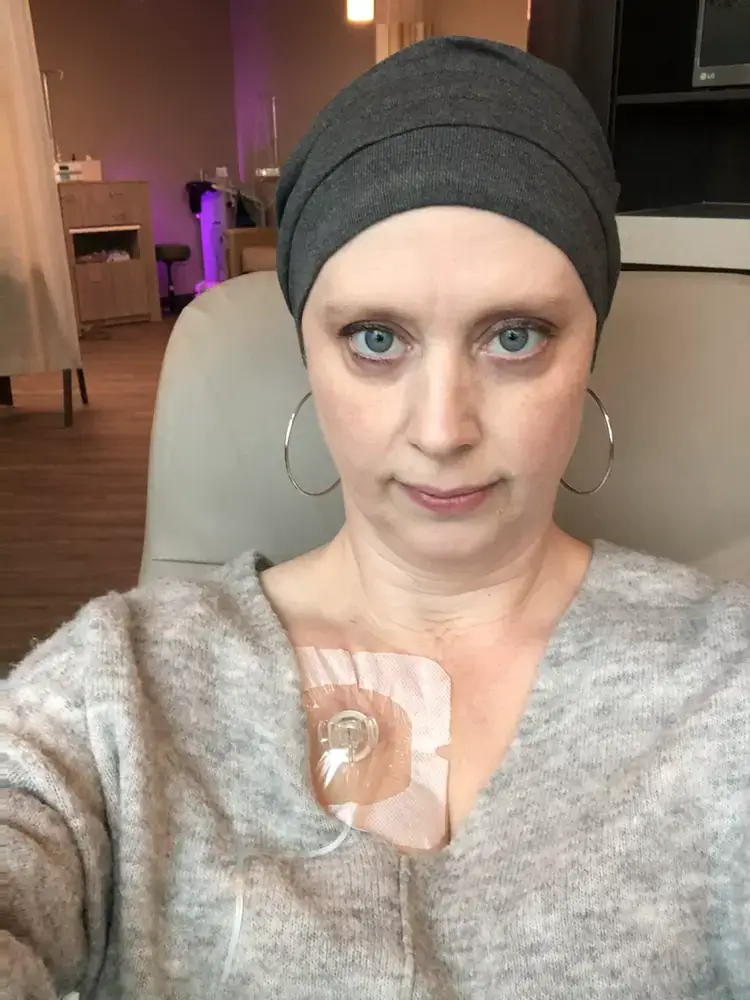 Megan at Salem Hospital for Breast Cancer Chemotherapy Treatment